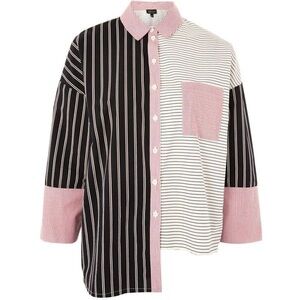 Topshop Striped Asymmetrical Button Down Top